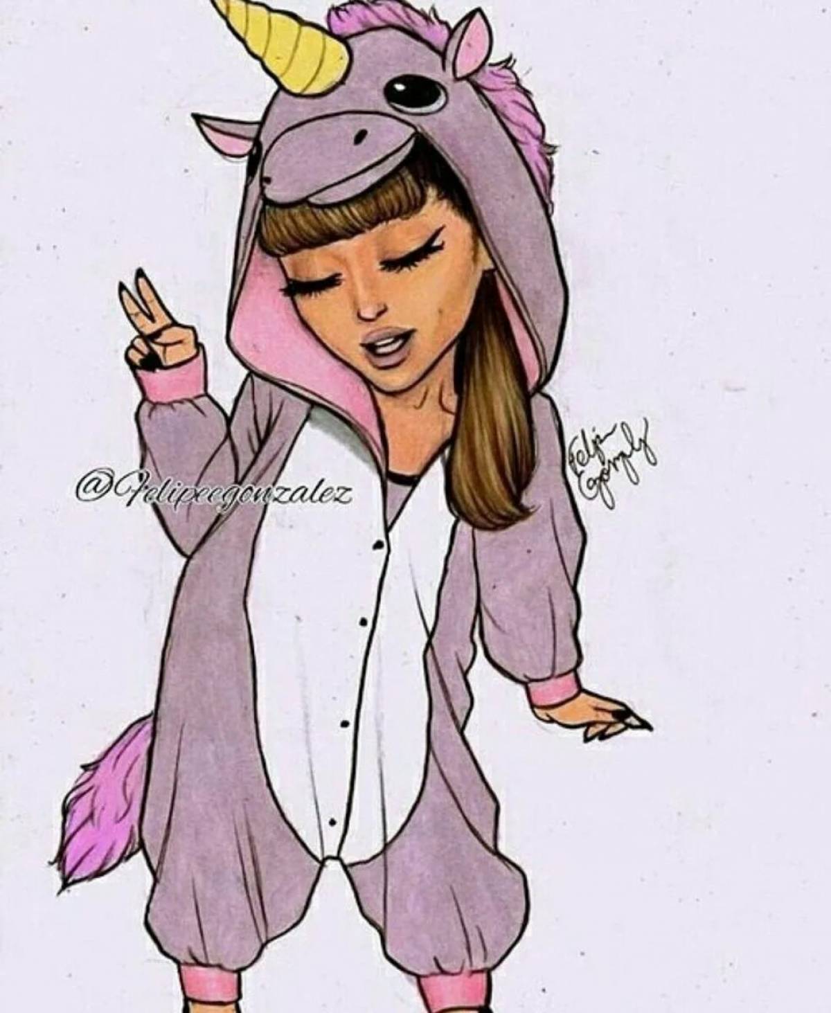 Blissful coloring of a girl dressed as a unicorn