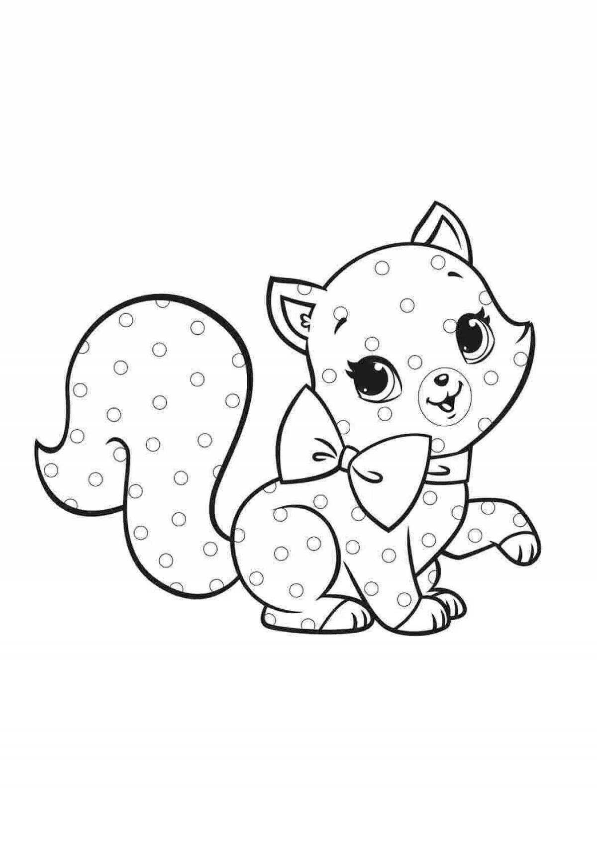 Coloring page playful cute cats and dogs