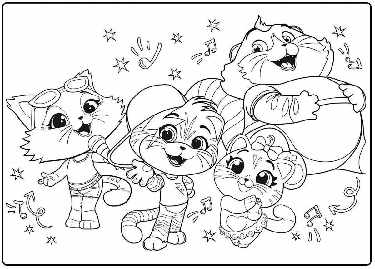 Coloring page naughty cute cats and dogs