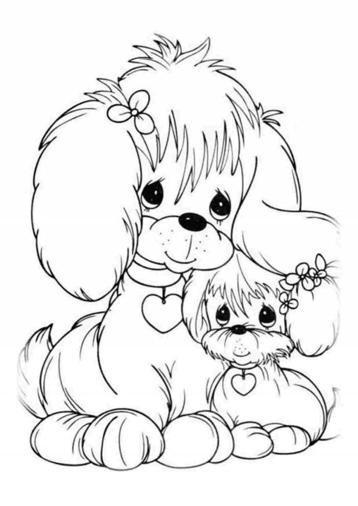 Coloring page adorable cute cats and dogs