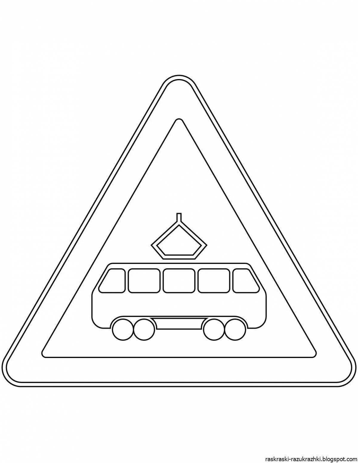 Attractive road sign coloring page