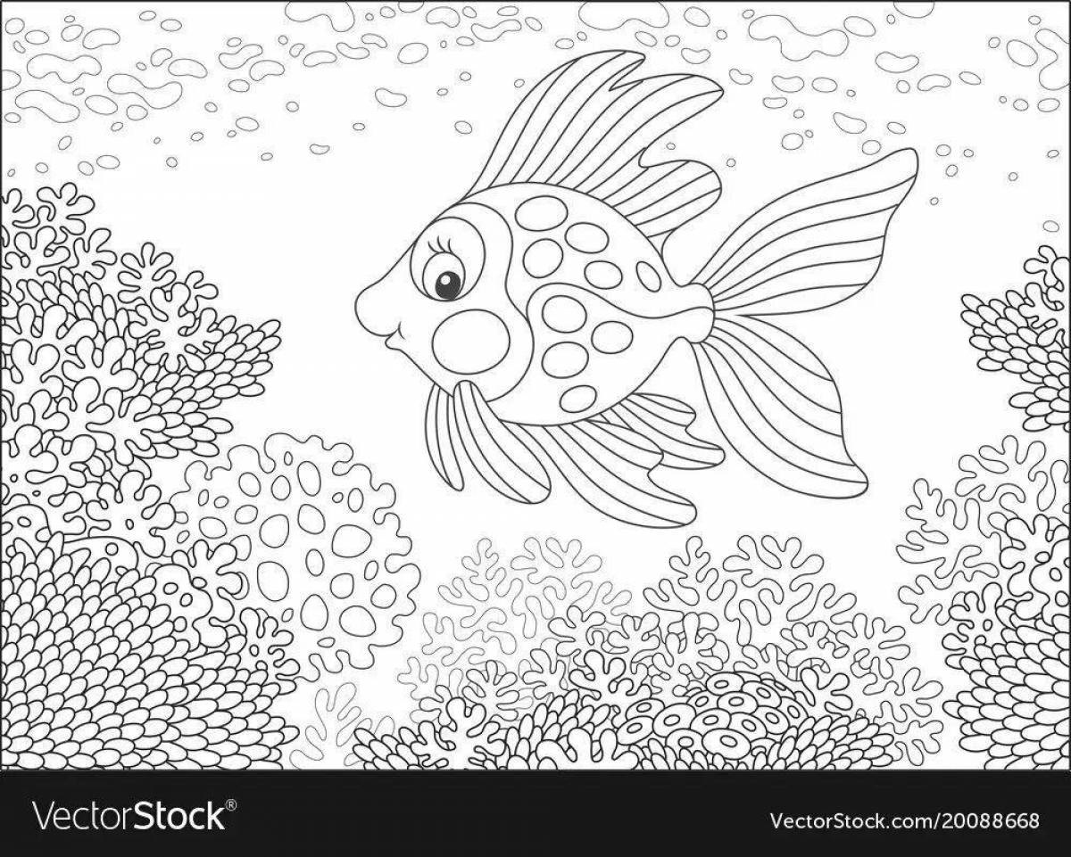 Animated goldfish in an aquarium