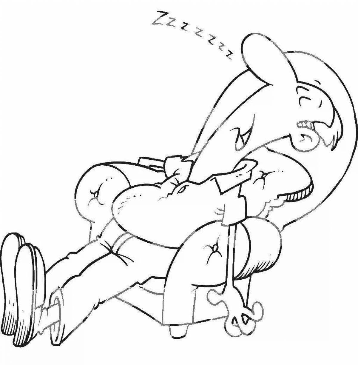 Raised exhausted good man coloring page