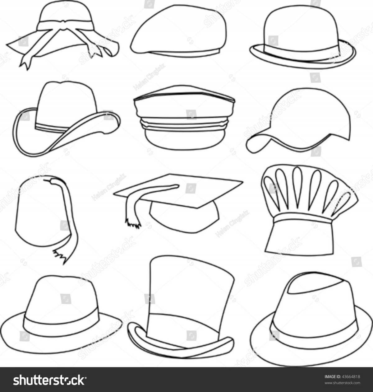Colored children's hats coloring book