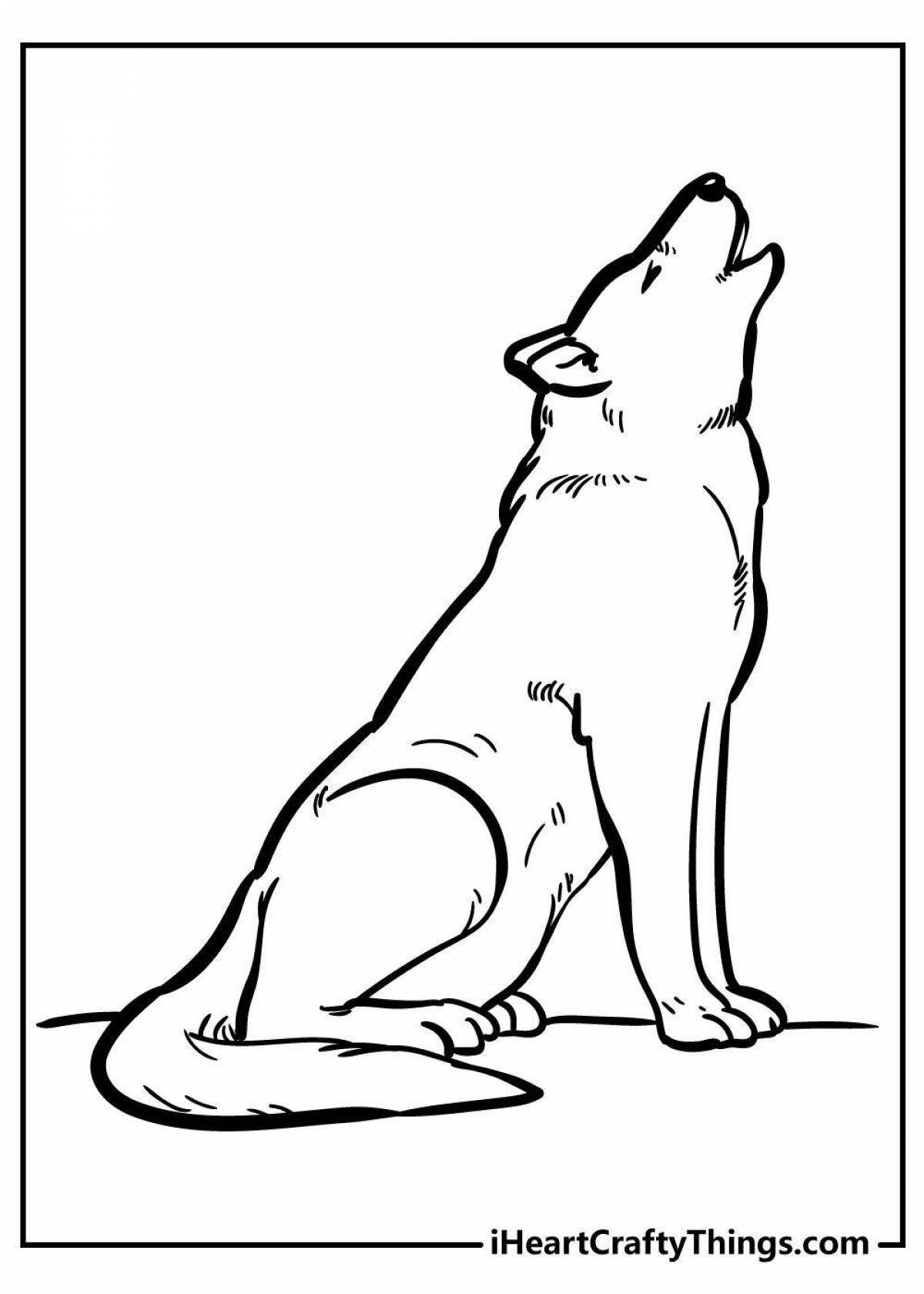 Coloring page beckoning wolf howling at the moon
