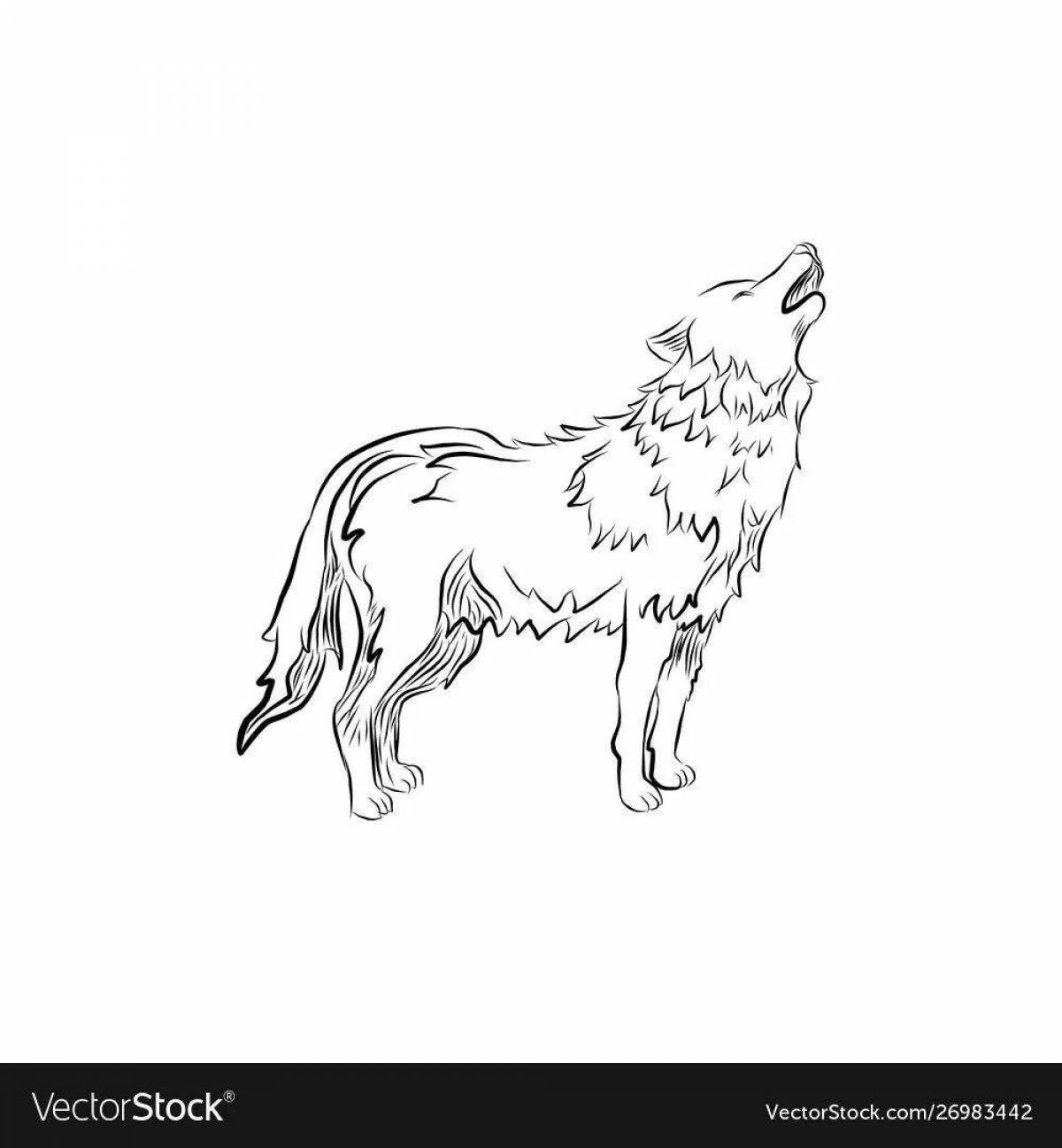 Great wolf howling at the moon coloring book