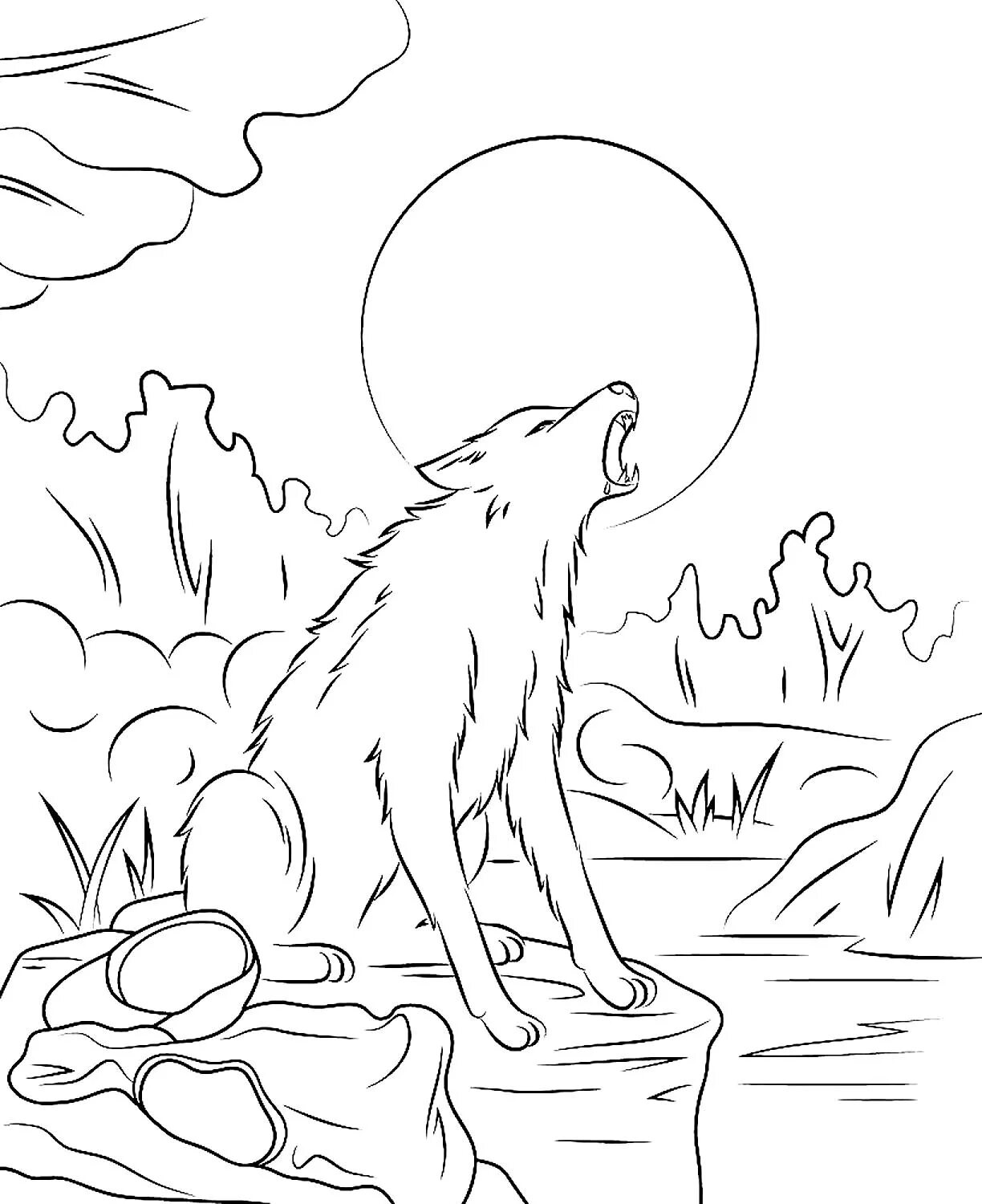 Wolf howling at the moon #13