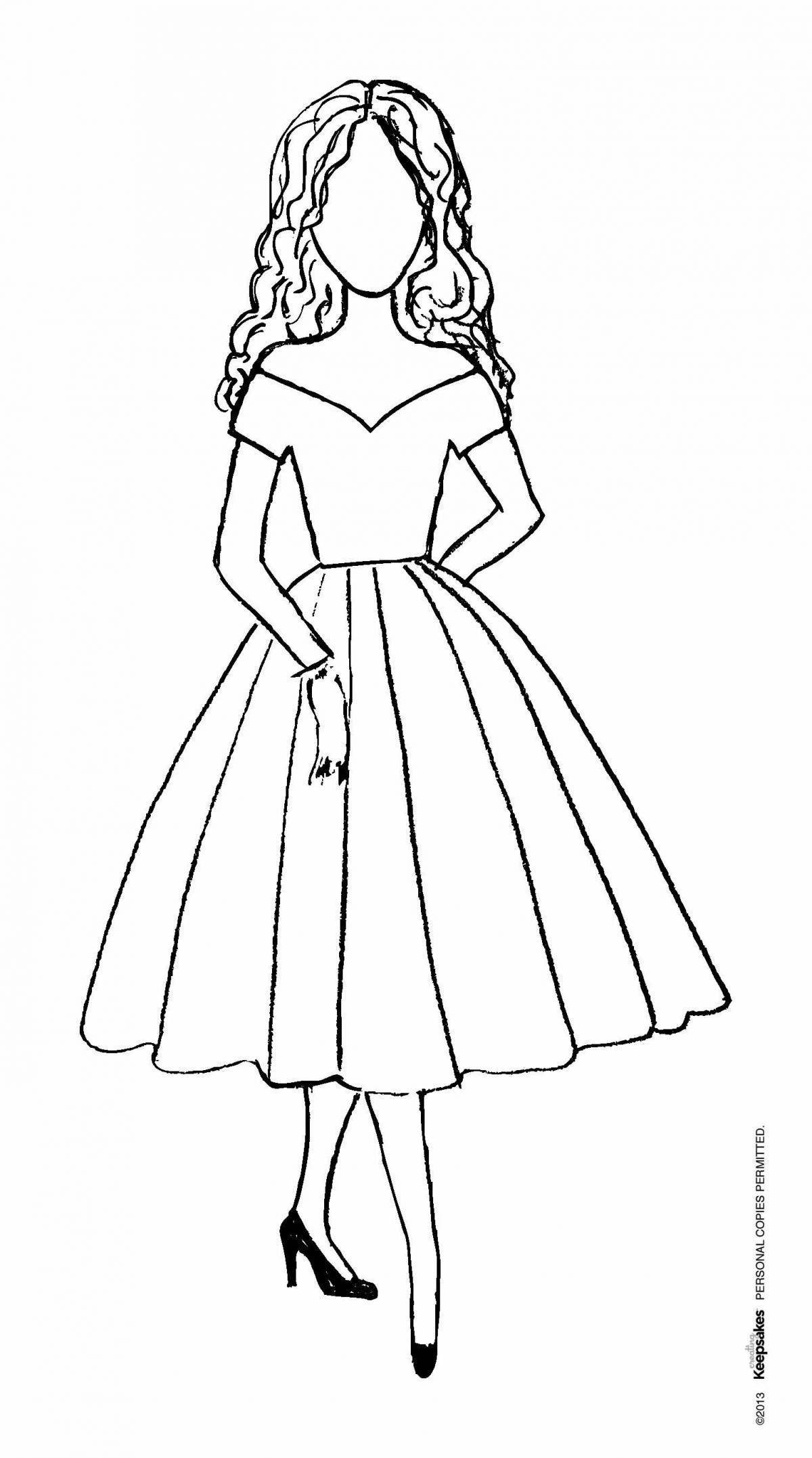 Radiant coloring page full body woman