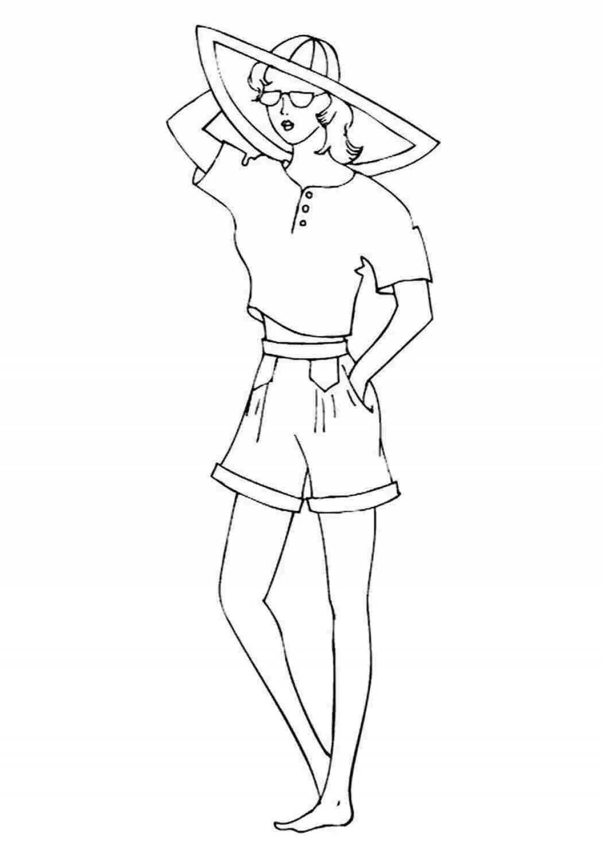 Serene coloring page full body woman