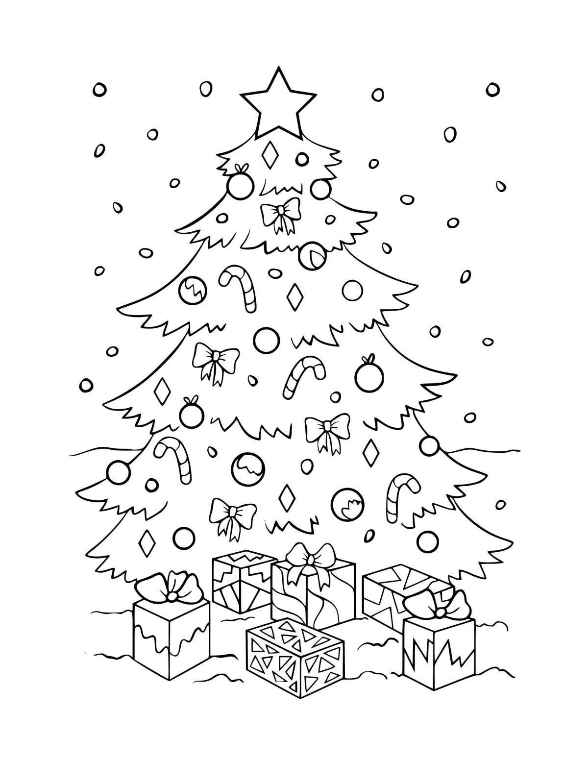 Splendid the forest grew a Christmas tree coloring pages