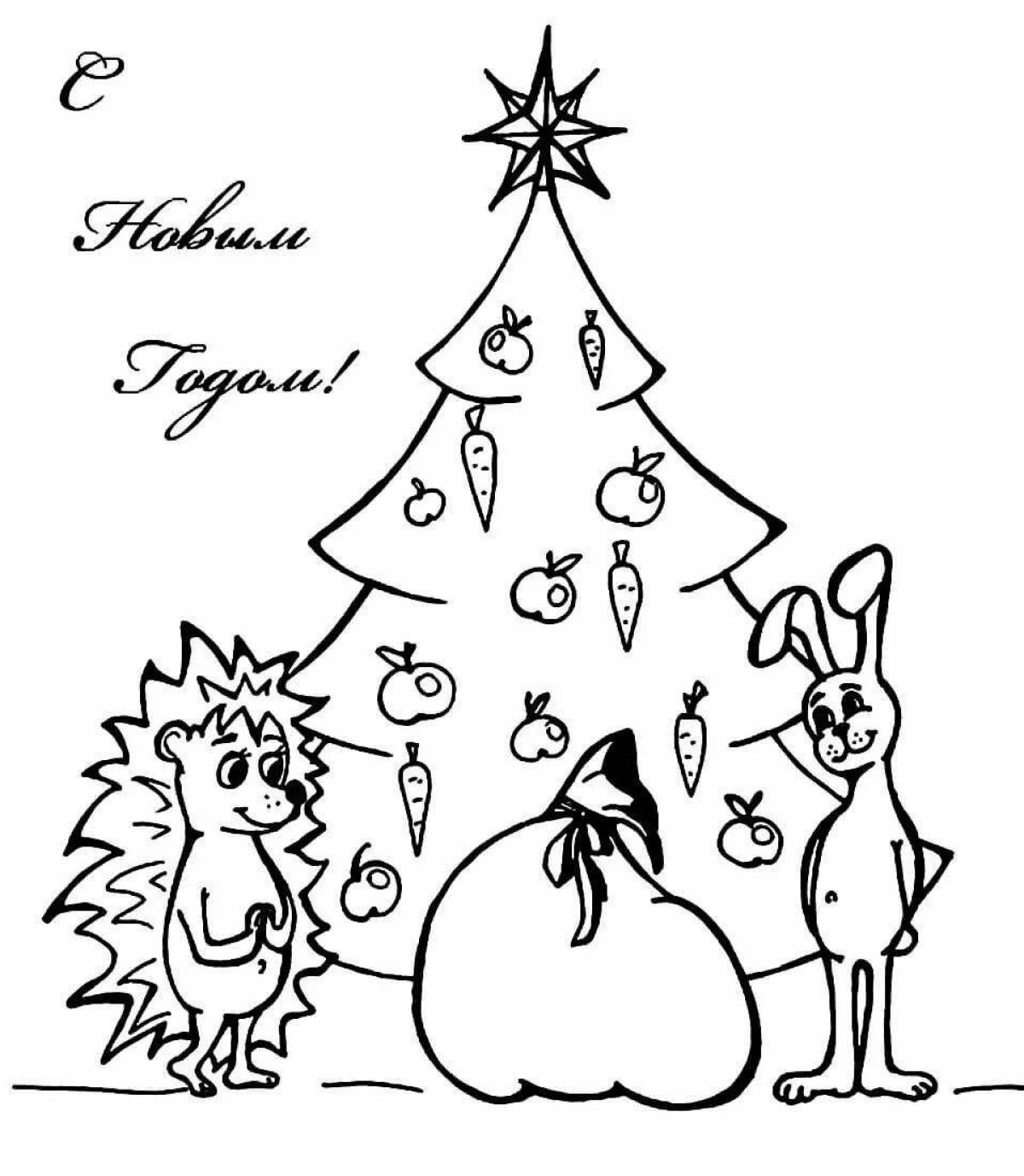 Coloring page awesome forest grown christmas tree