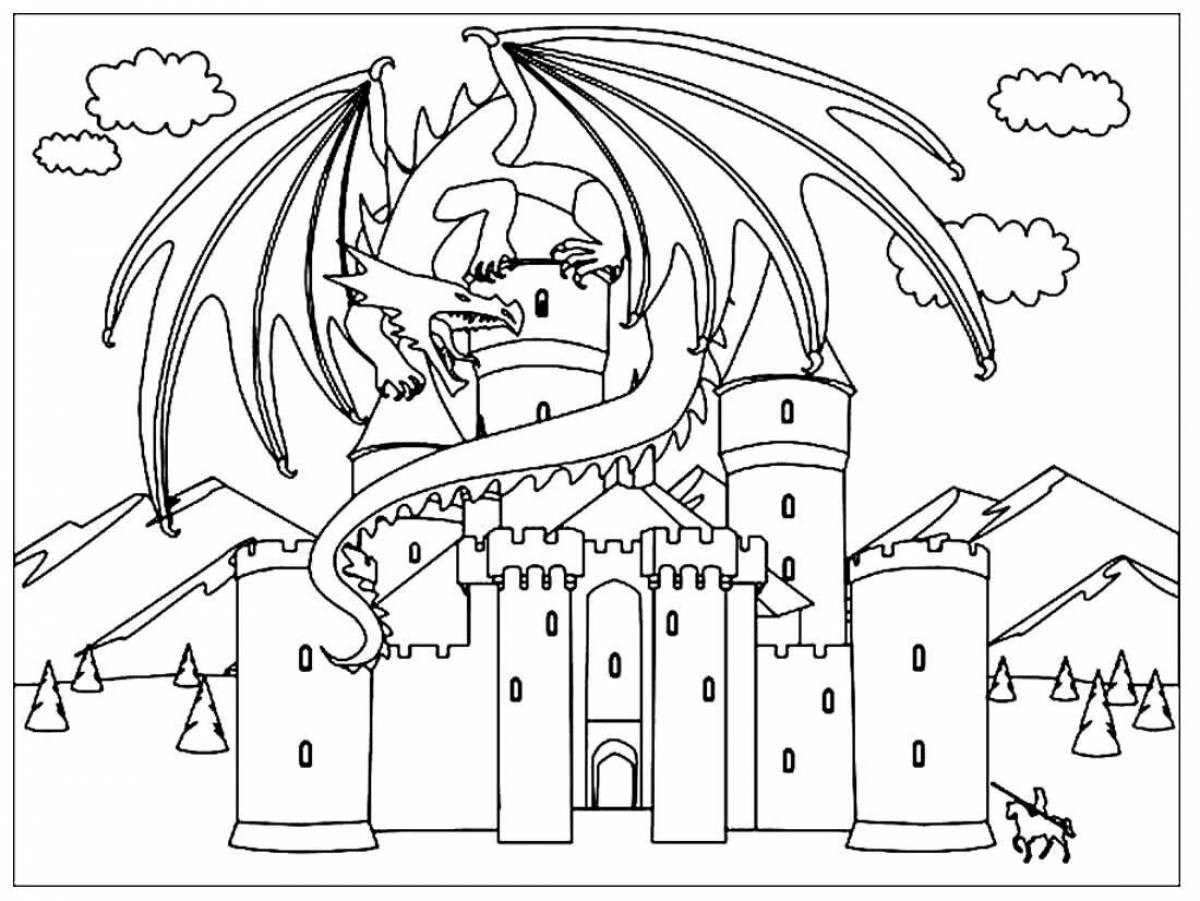 Раскраска Рыцарь сражается с трехглавым драконом