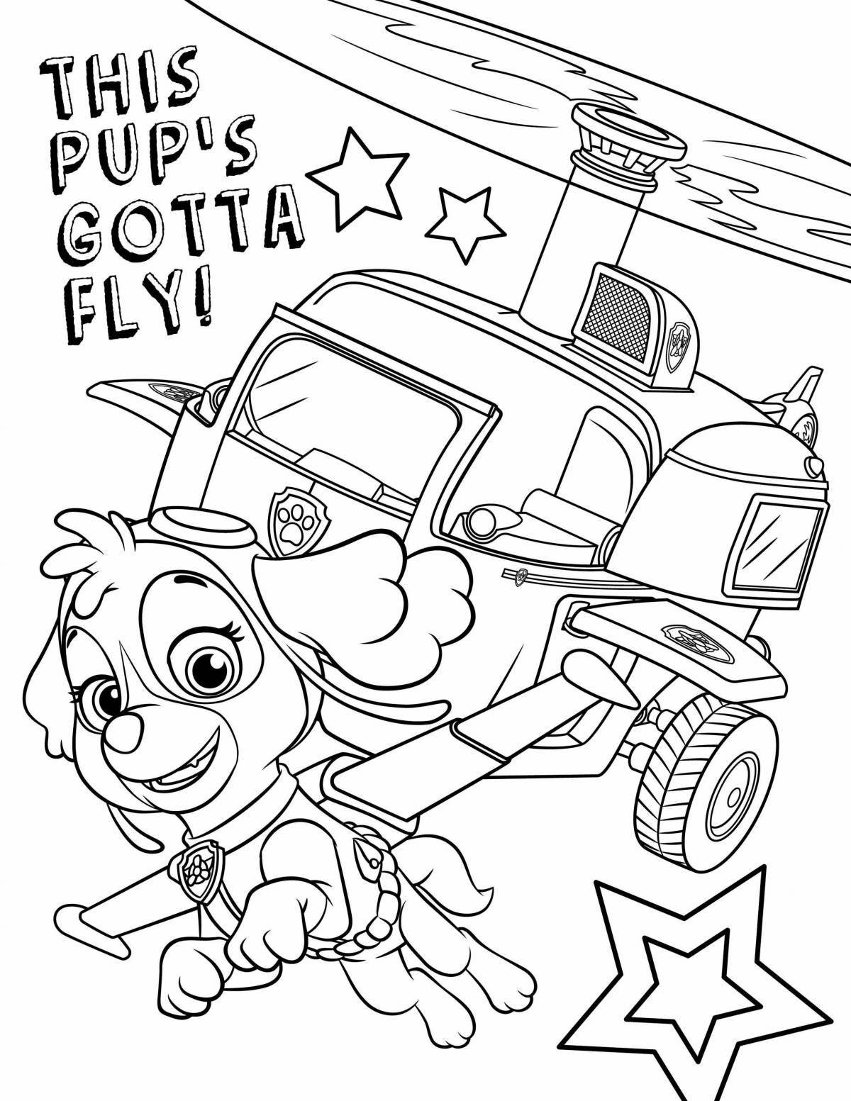 Paw Patrol Joyful Mega Racer Coloring Page