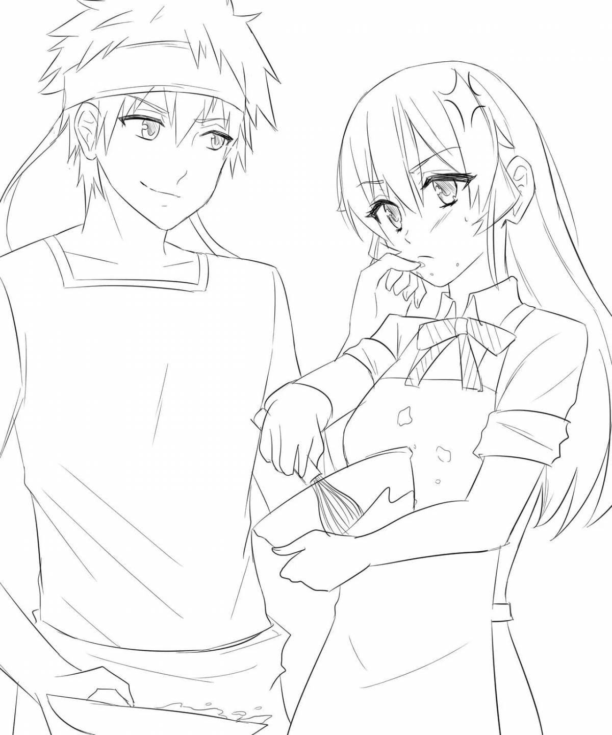 Bright anime boys and girls coloring pages