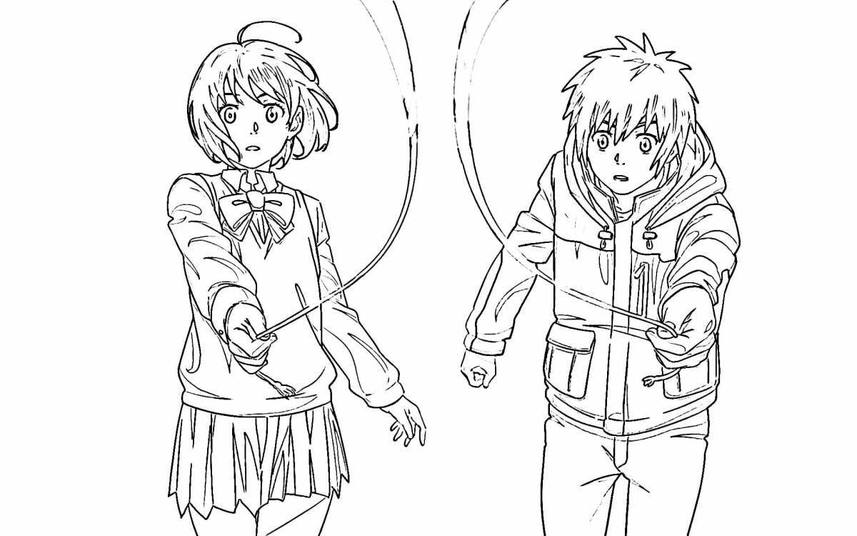 Glorious anime boy and girl coloring book