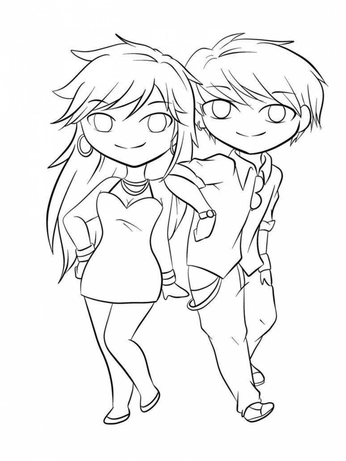 Fancy anime boys and girls coloring pages