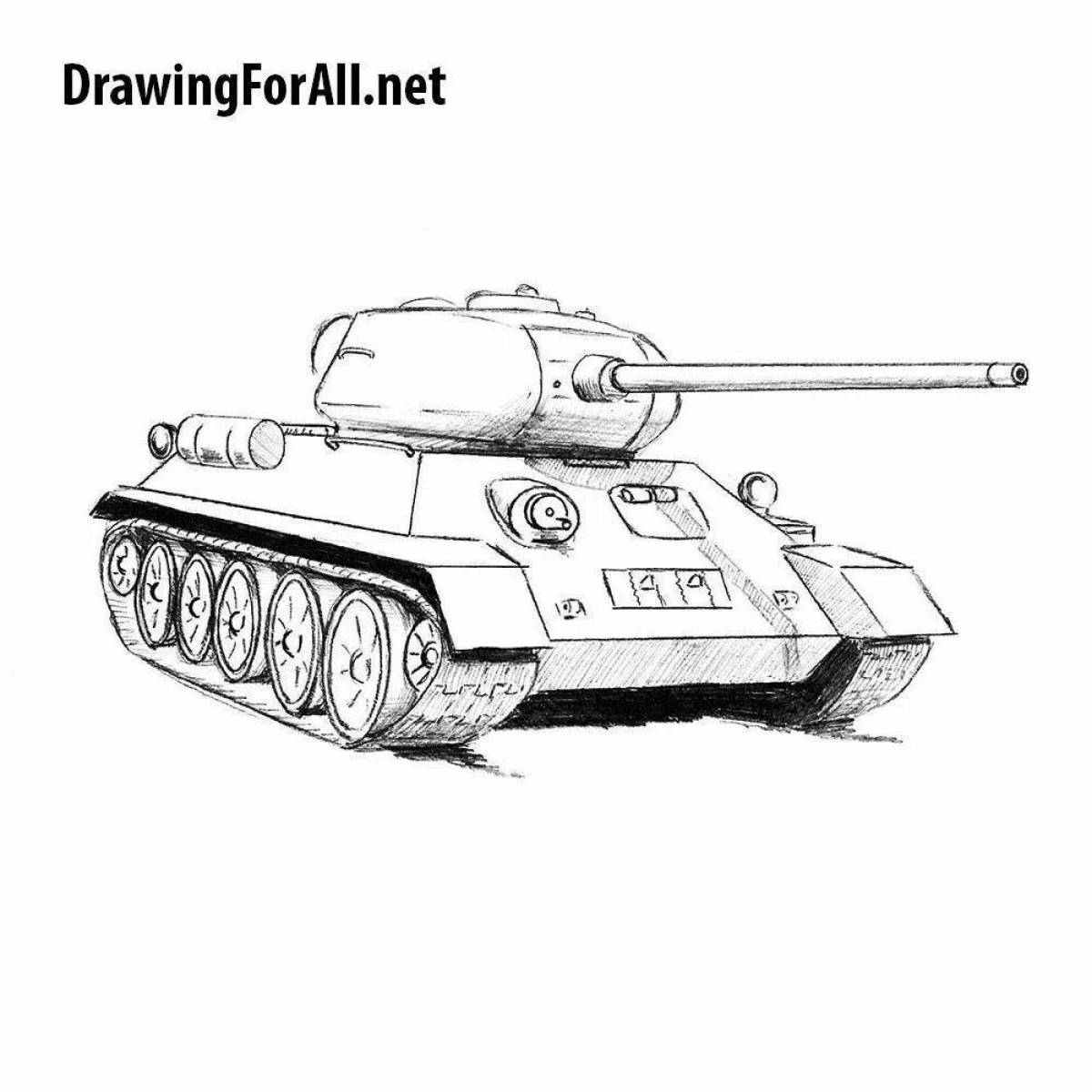 Рисунок раскраска танк - 74 фото