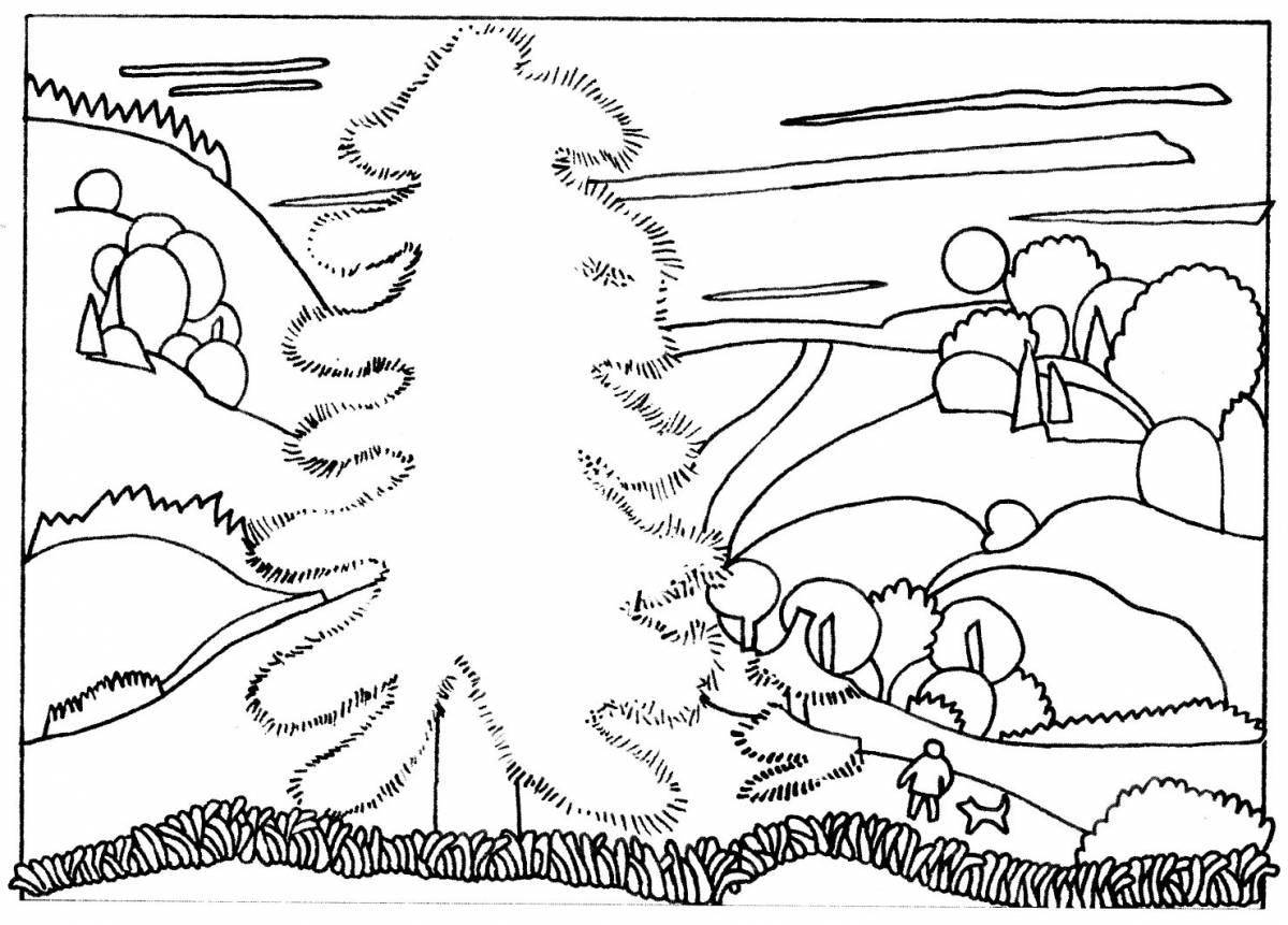 Beautiful winter landscape coloring 6th grade