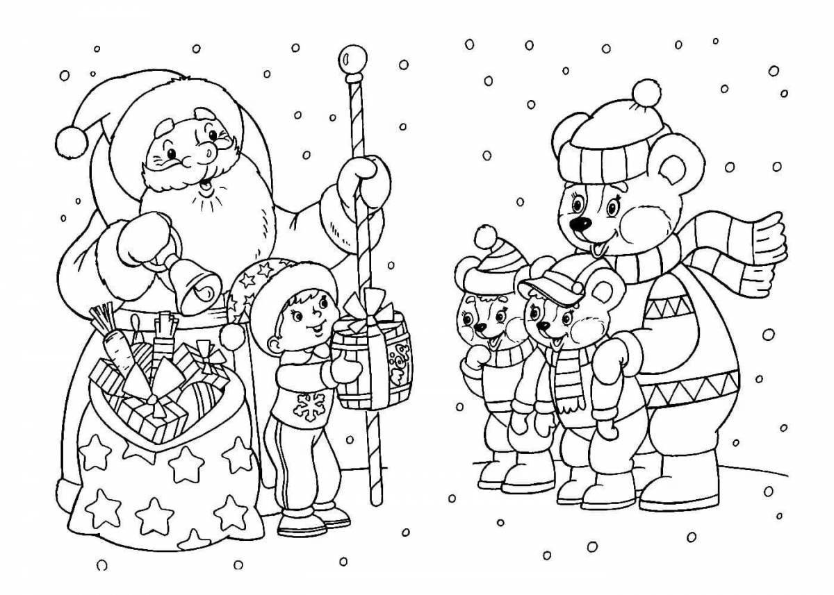 Coloring playful santa claus