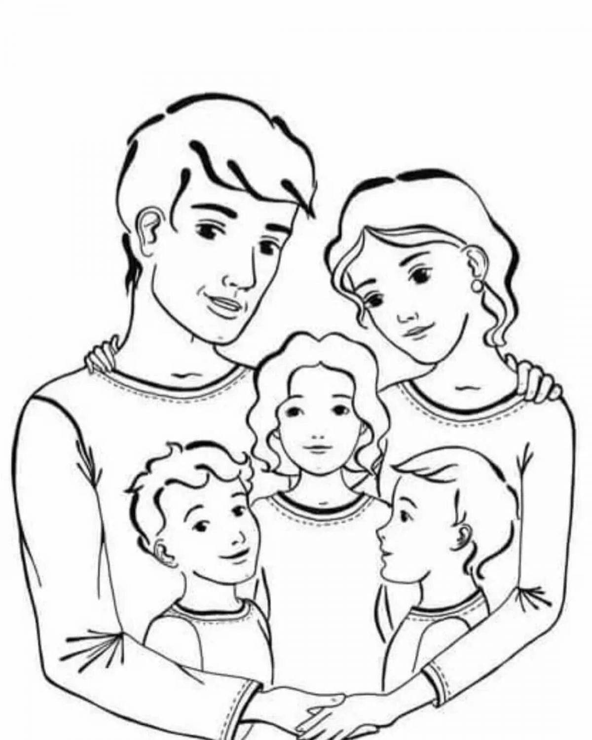 Веселая раскраска для семьи из 5 человек