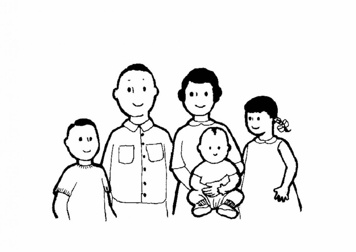 A charming family of 5 coloring pages