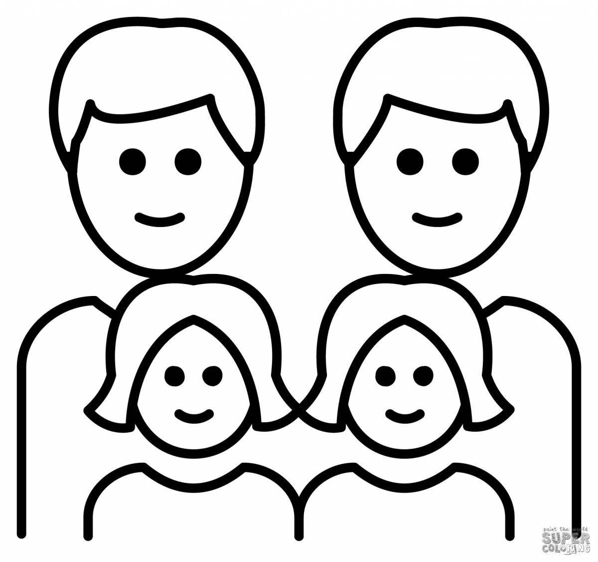 Creative family of 5 coloring pages