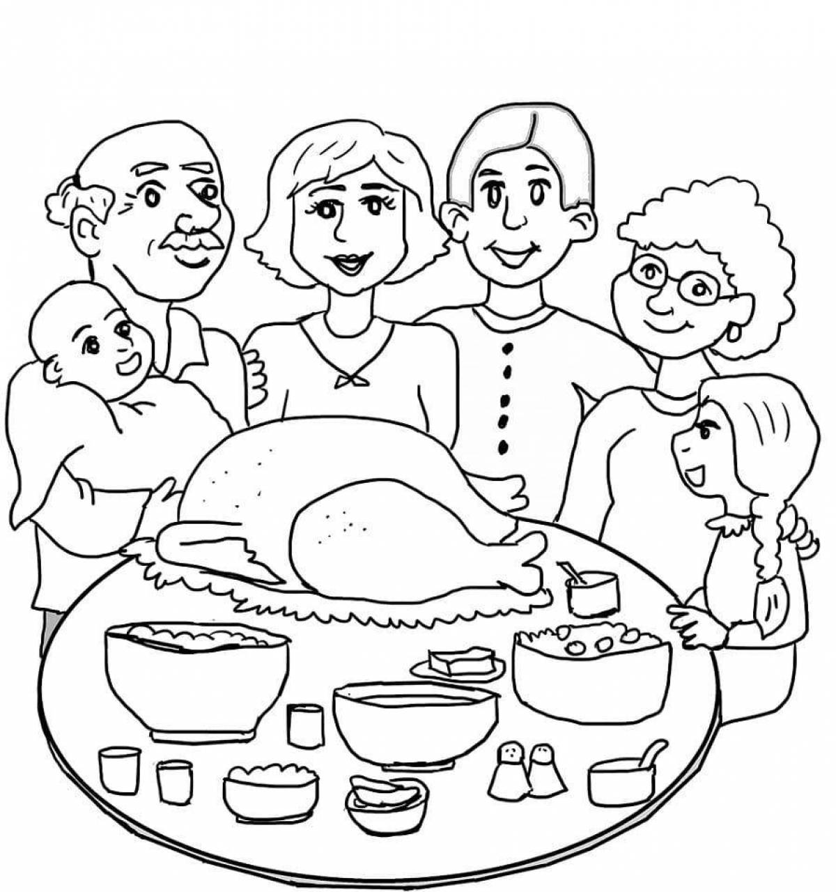 Innovative family of 5 coloring page