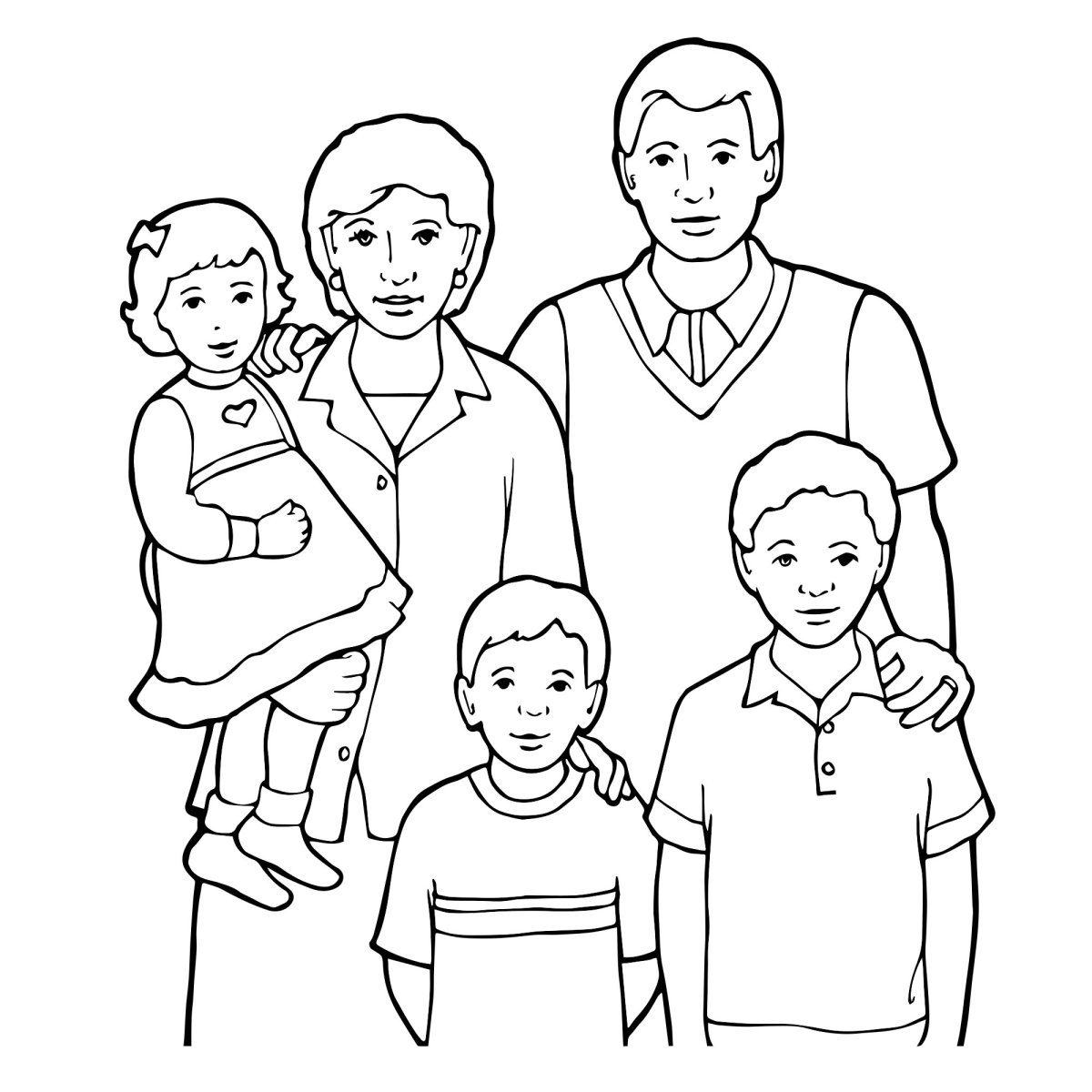 Brilliant family of 5 coloring pages