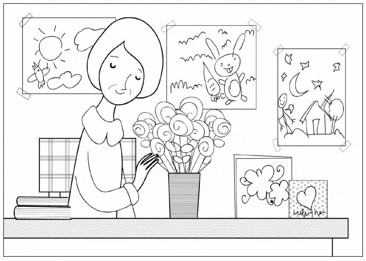 Glorious happy birthday teacher coloring page