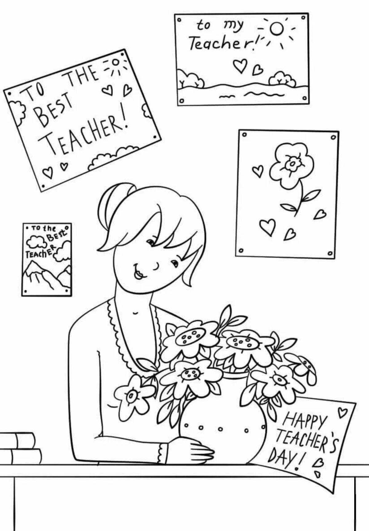 Coloring page violent teacher happy birthday