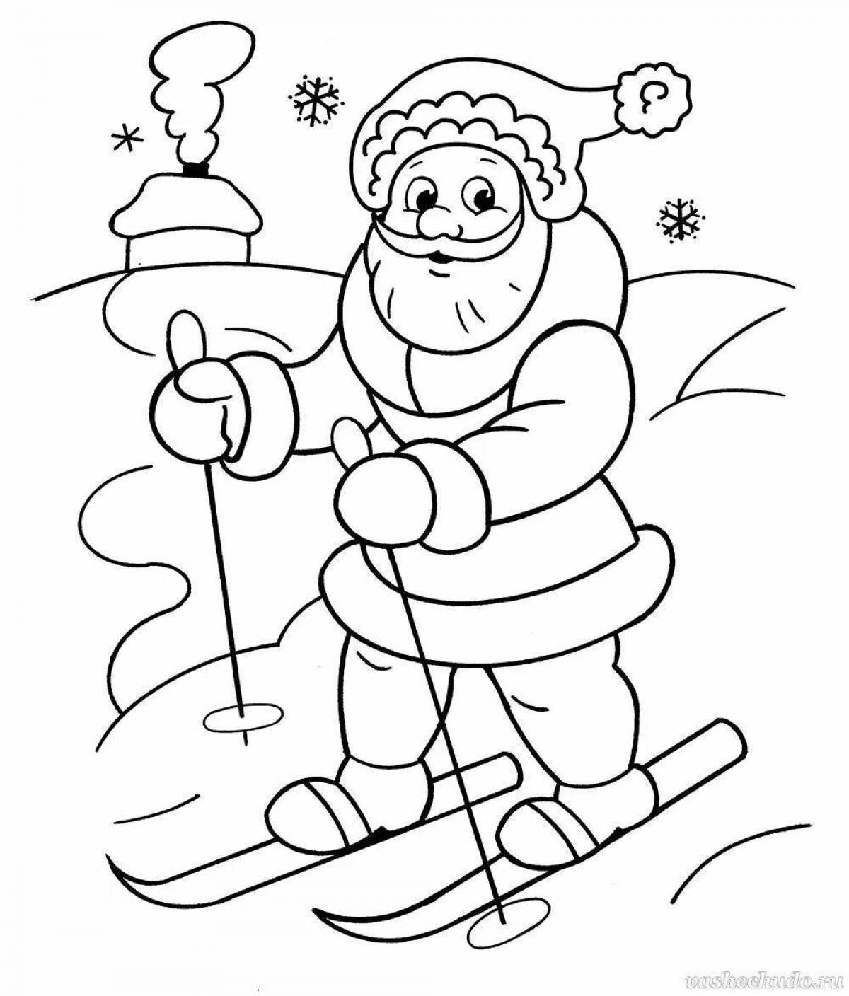 Coloring page festive santa claus