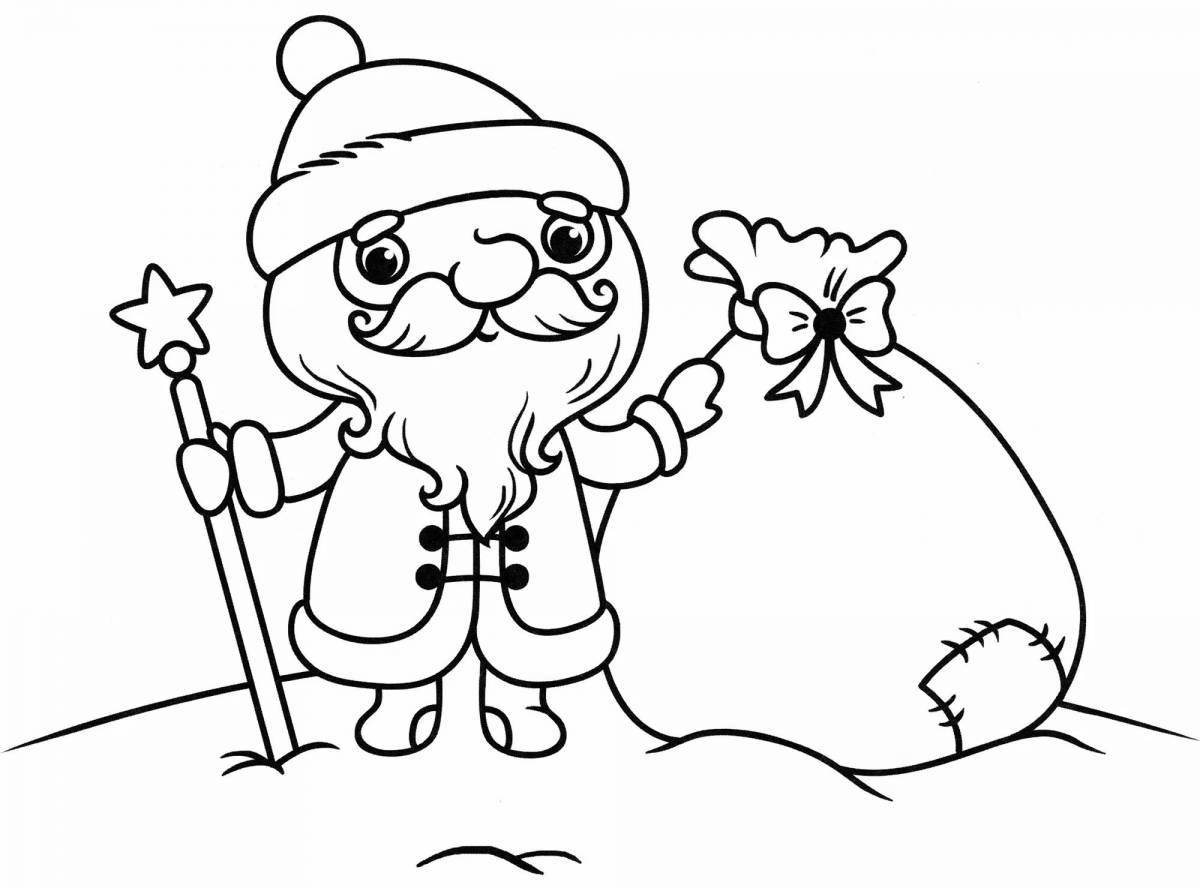 Coloring page happy santa claus