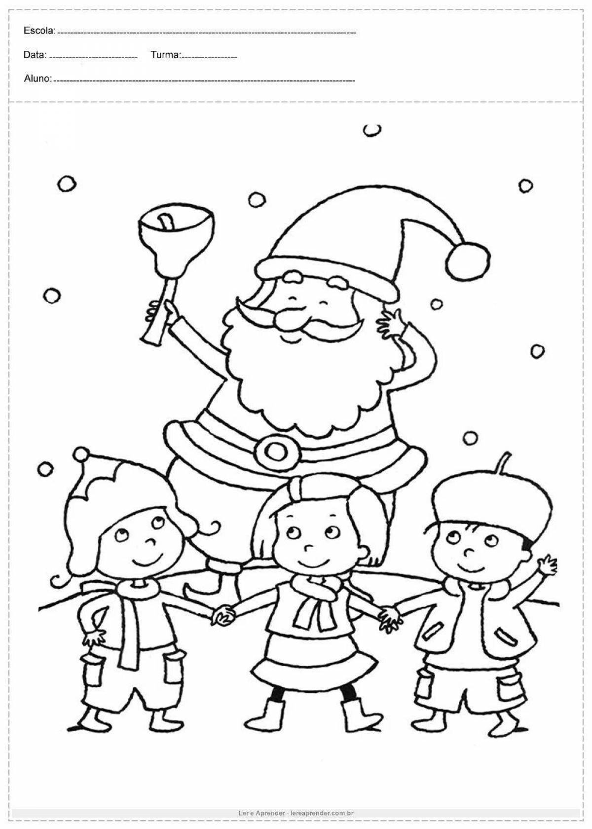 Glowing santa claus coloring page