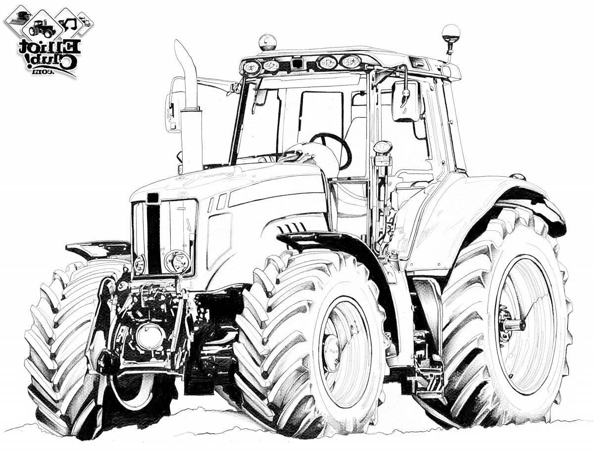 Coloring page cheerful tractor mtz 82
