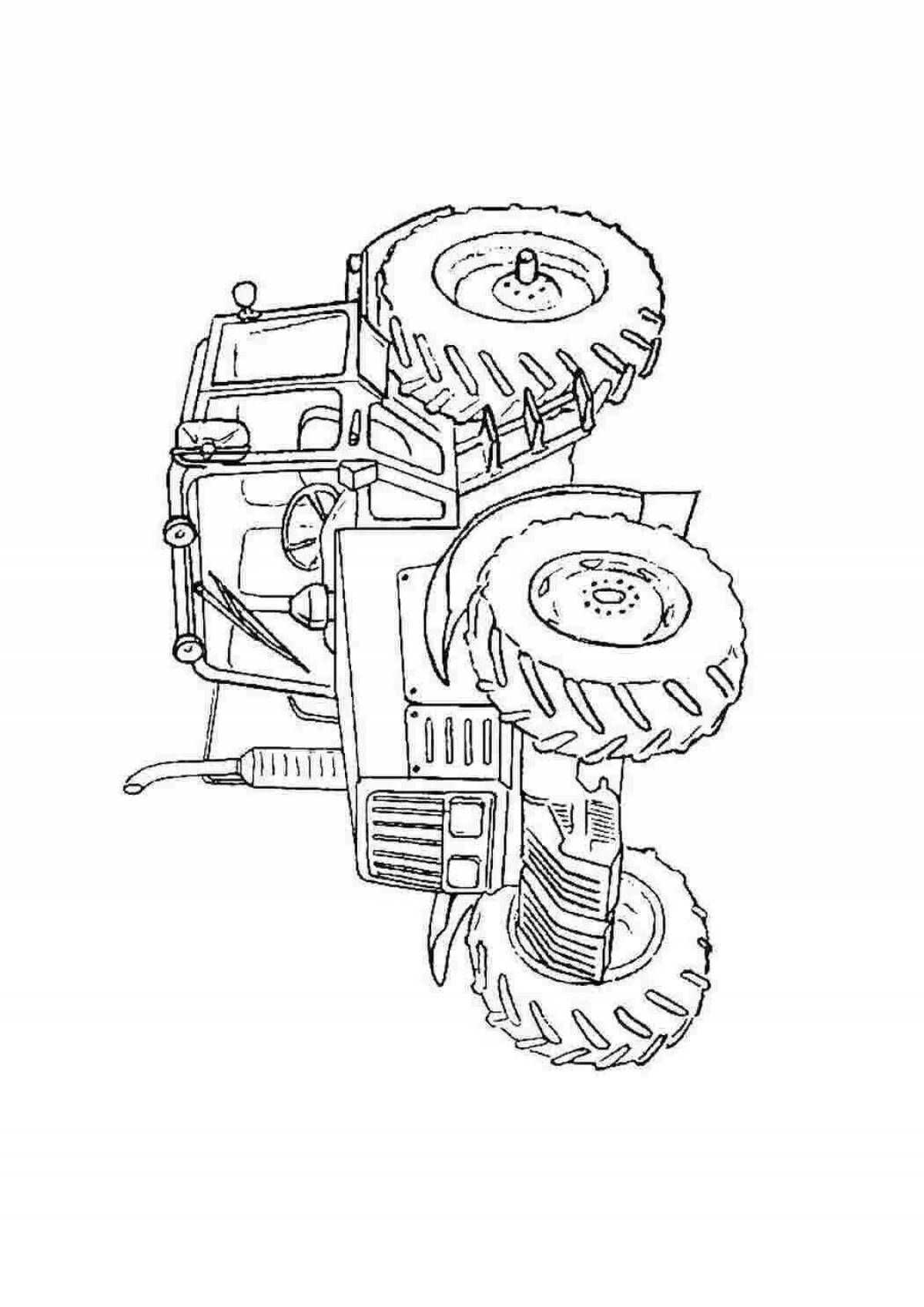 Coloring book playful tractor mtz 82
