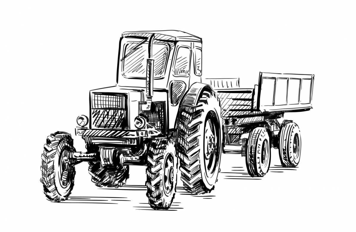 Coloring page stylish tractor mtz 82