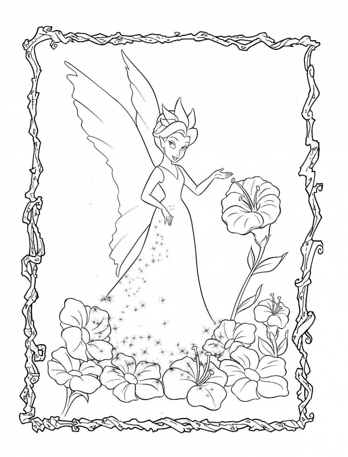Radiant coloring page disney fairy with stickers