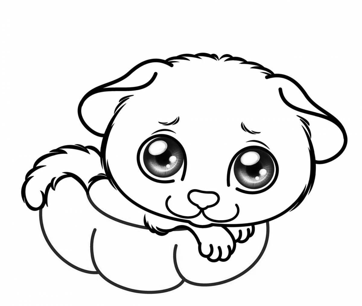 Joyful coloring cute animals with cute eyes