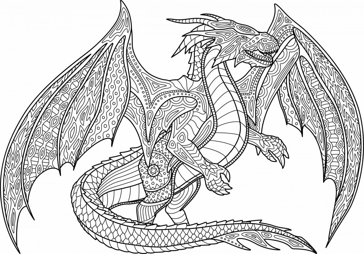 Раскраски драконы сложные