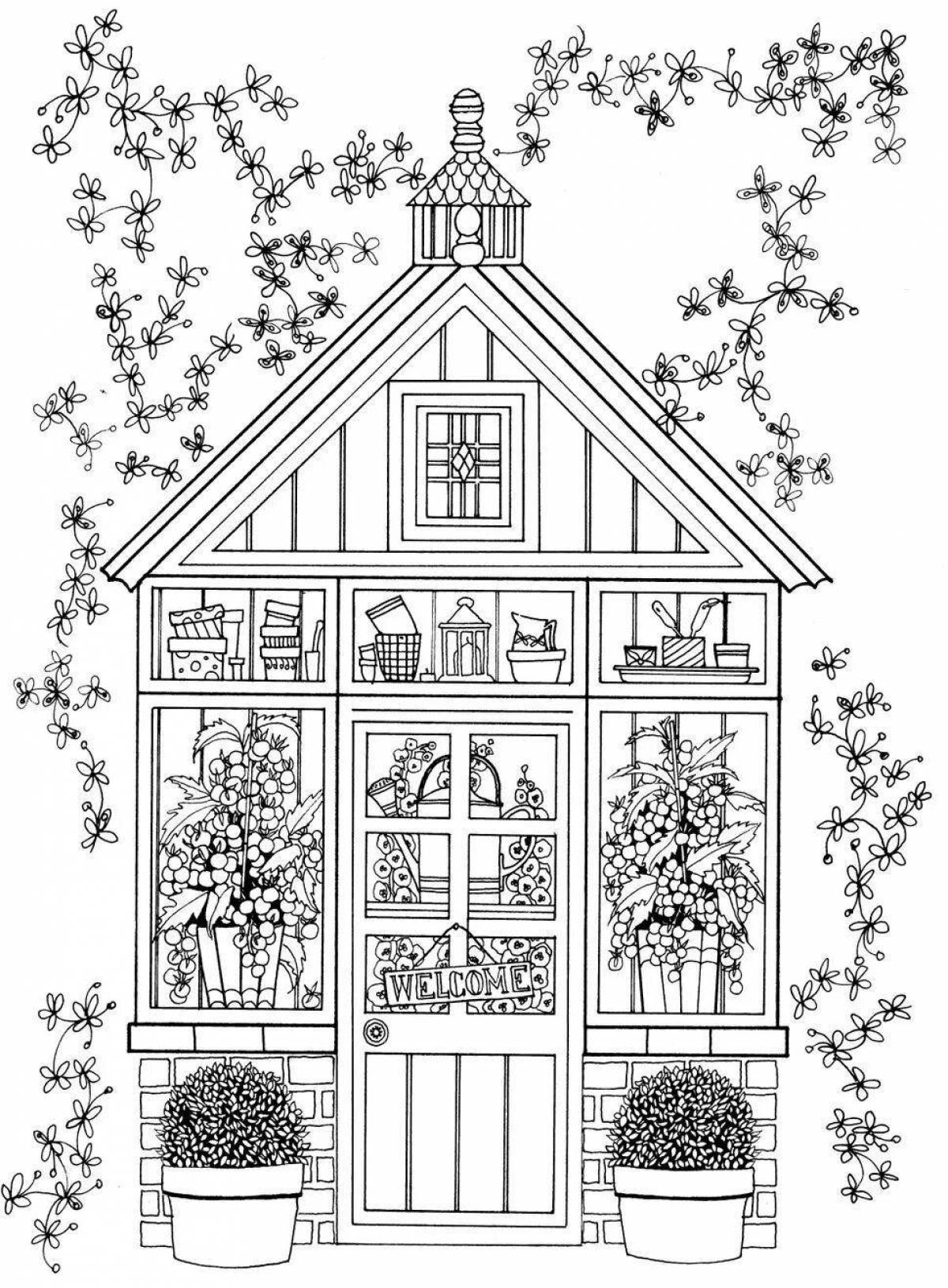 Coloring bright houses and flowers