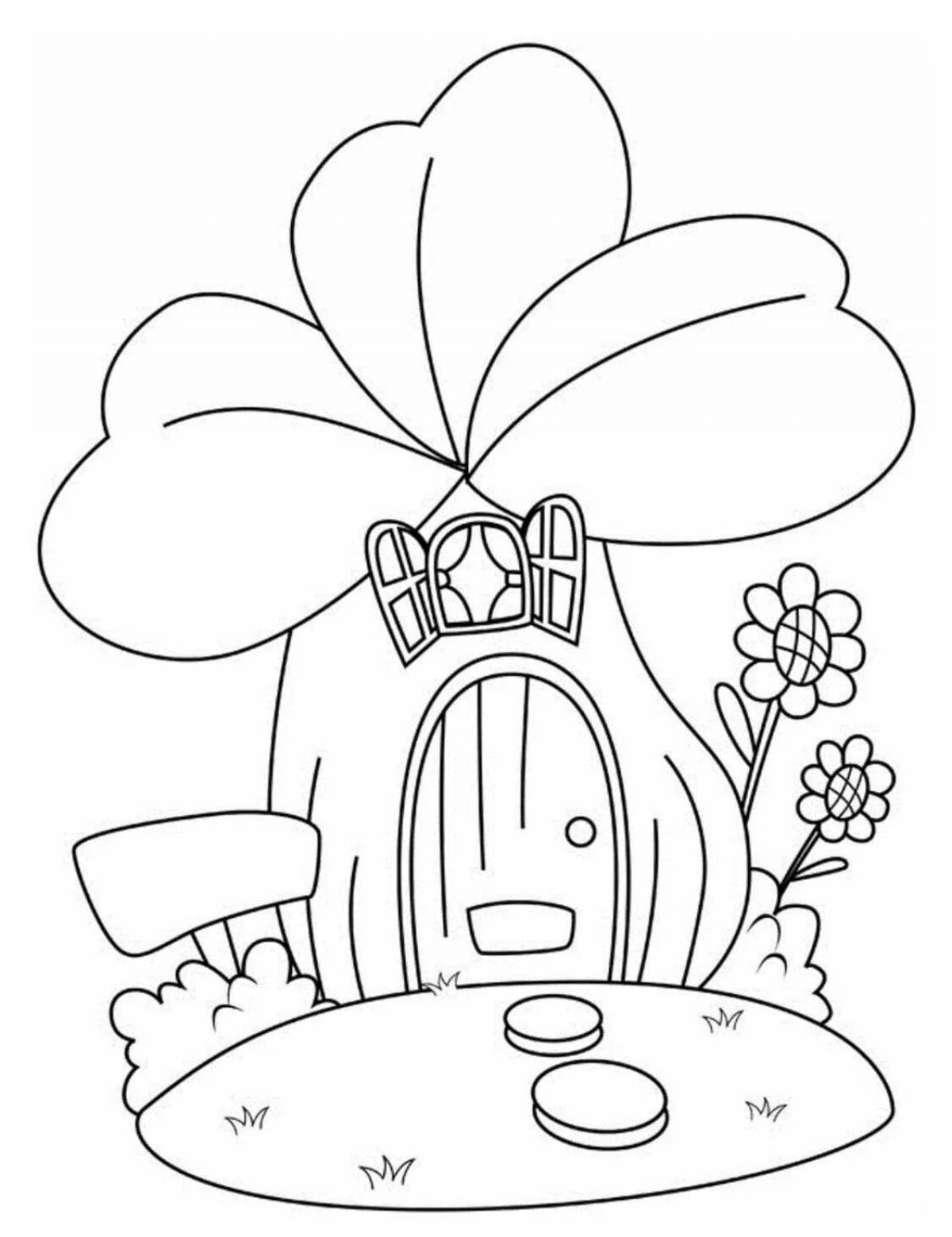 Coloring page nice houses and flowers