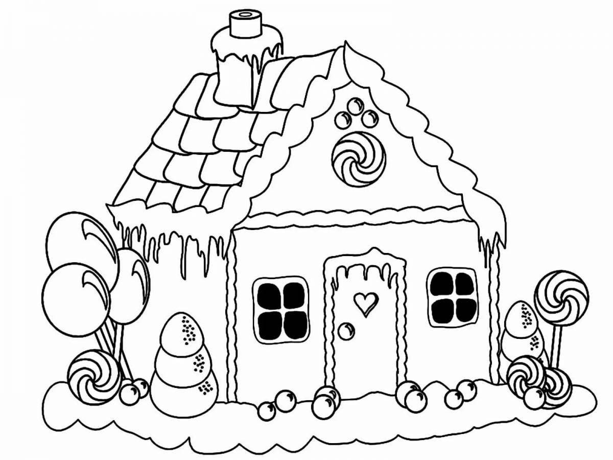 Coloring page inviting houses and flowers