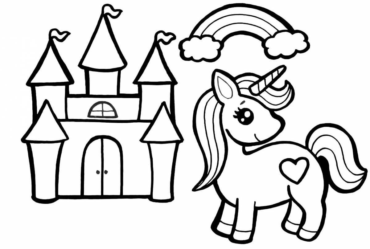 Adorable coloring book for girls with houses and castles