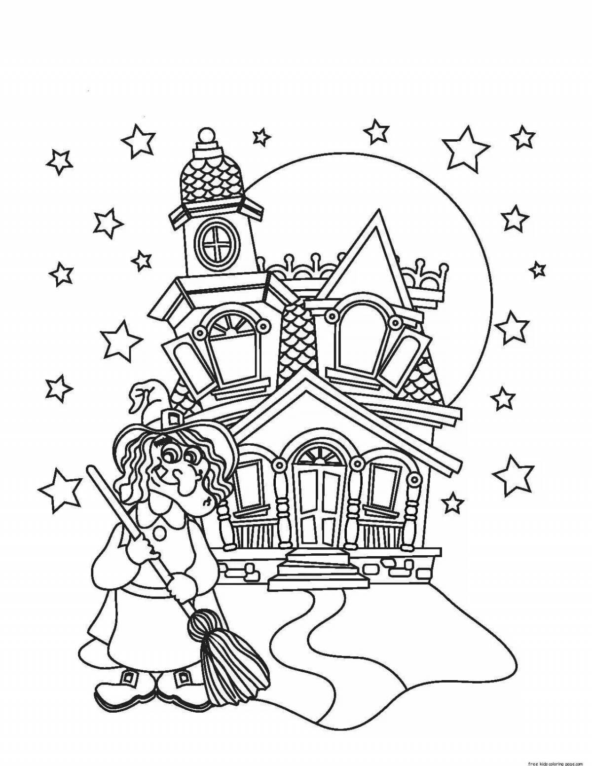 Amazing coloring pages for girls with houses and castles