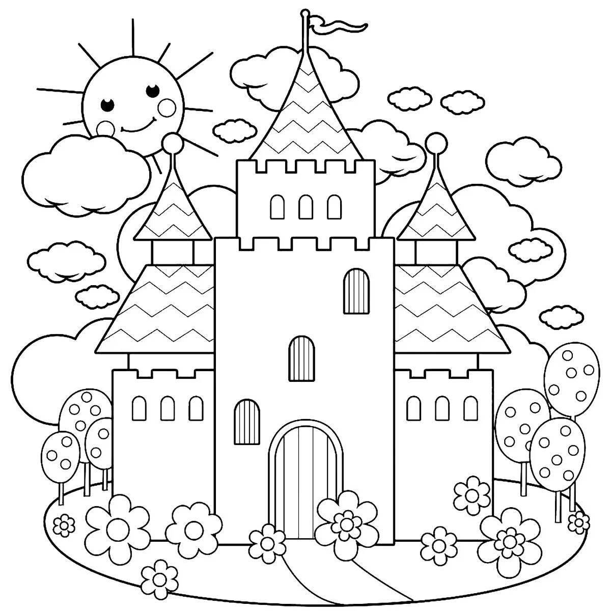 Beautiful coloring book for girls with houses and castles