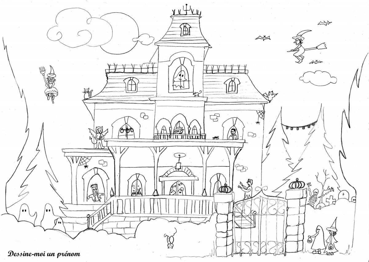A wonderful coloring book for girls with houses and castles