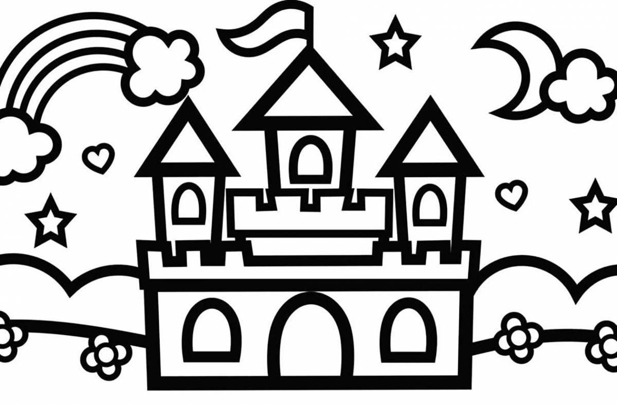Shiny coloring book for girls with houses and castles