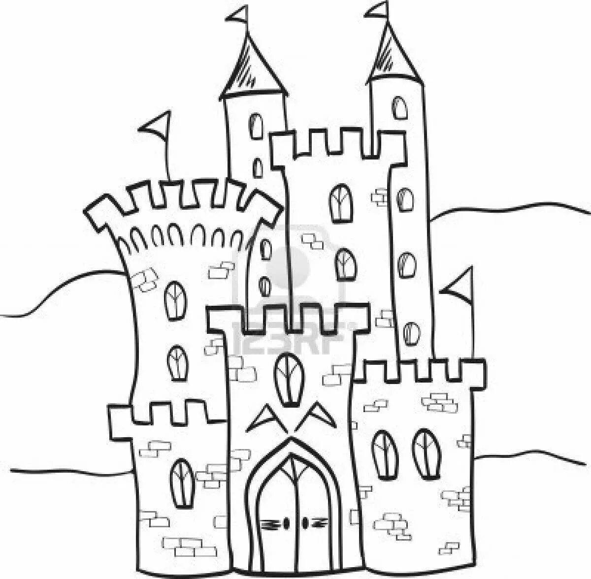Bright coloring for girls with houses and castles