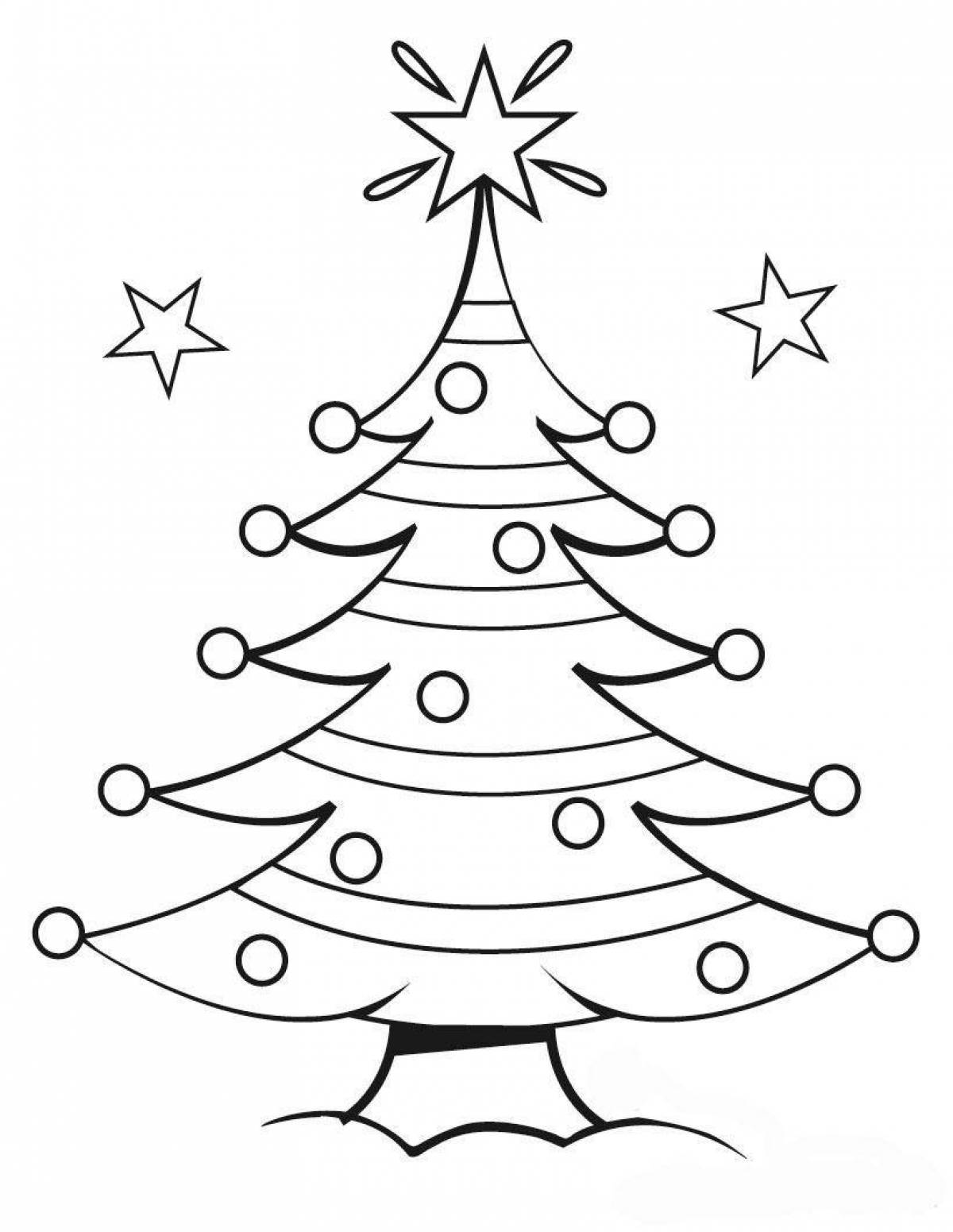 Coloring book joyful Christmas tree for children 4-5 years old