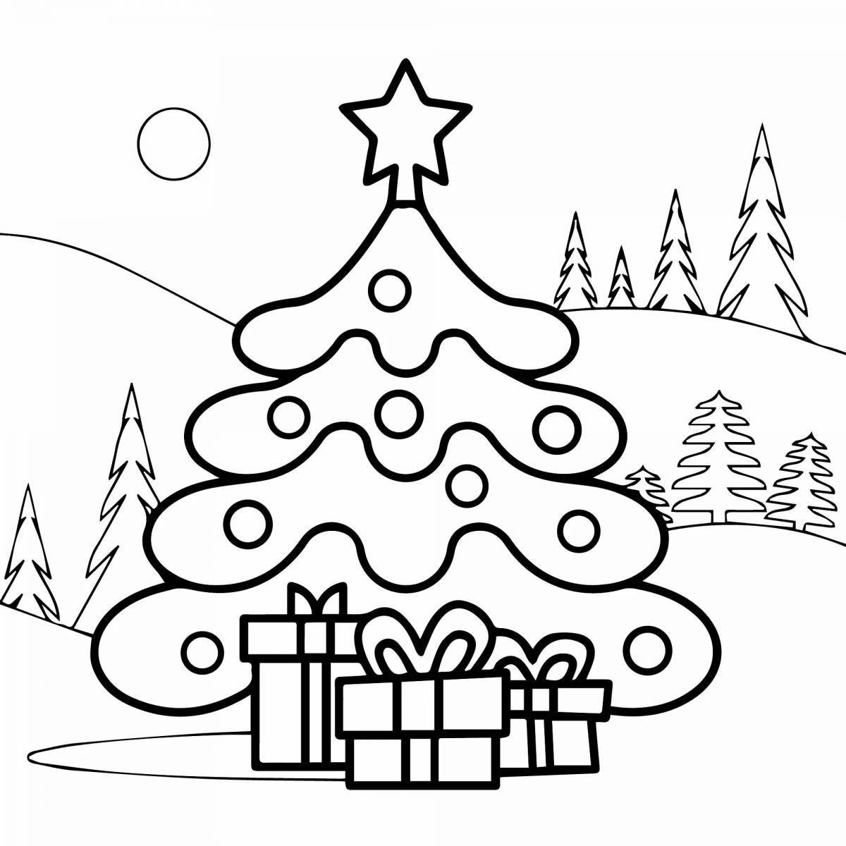 Великолепная раскраска рождественской елки для детей 4-5 лет